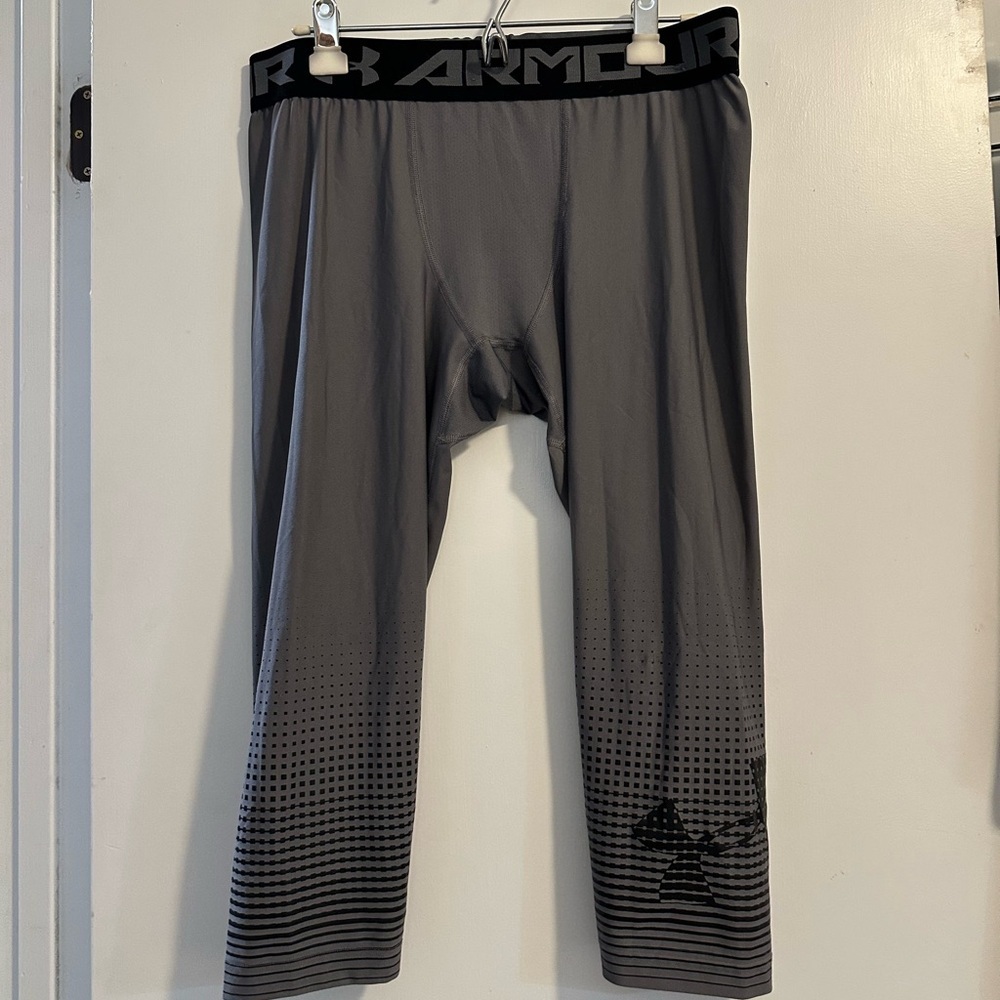Like new under armour compression men tights  XXL leggings black gray heat gear - Picture 5 of 13
